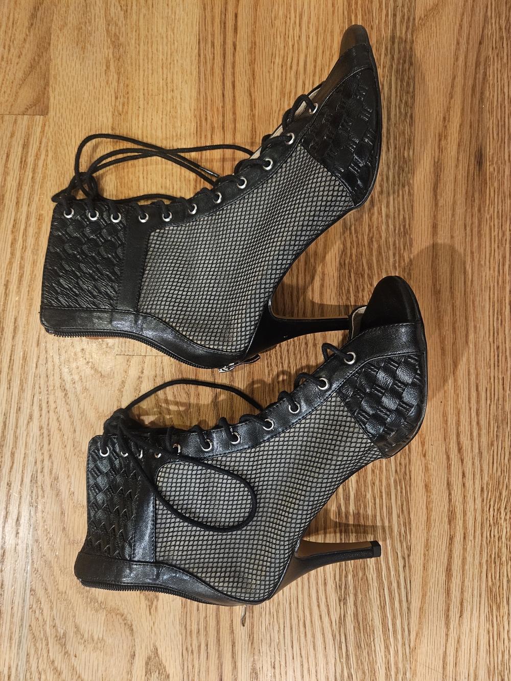 Burju Jezebel Open Toe Lace Up Mesh Ankle Boots, Size 9, Street Sole - Picture 4 of 5